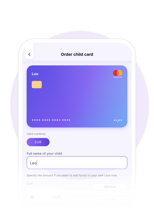 Ordering a child card in Fampy